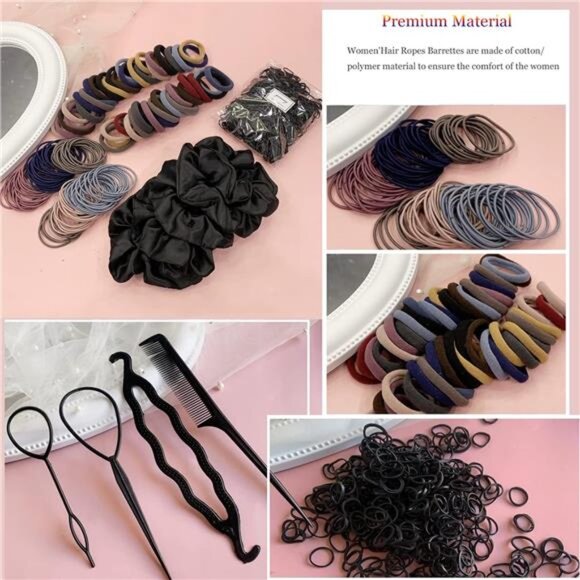 Hair accessories set 755pcs ponytail holders scrunchies hair ties for thick curl - Picture 2 of 7